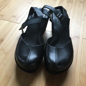 Kork-Ease Black Leather Wedge
